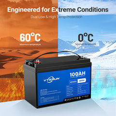 Vterun SB100 深循環太陽能電池,具有低溫保護功能